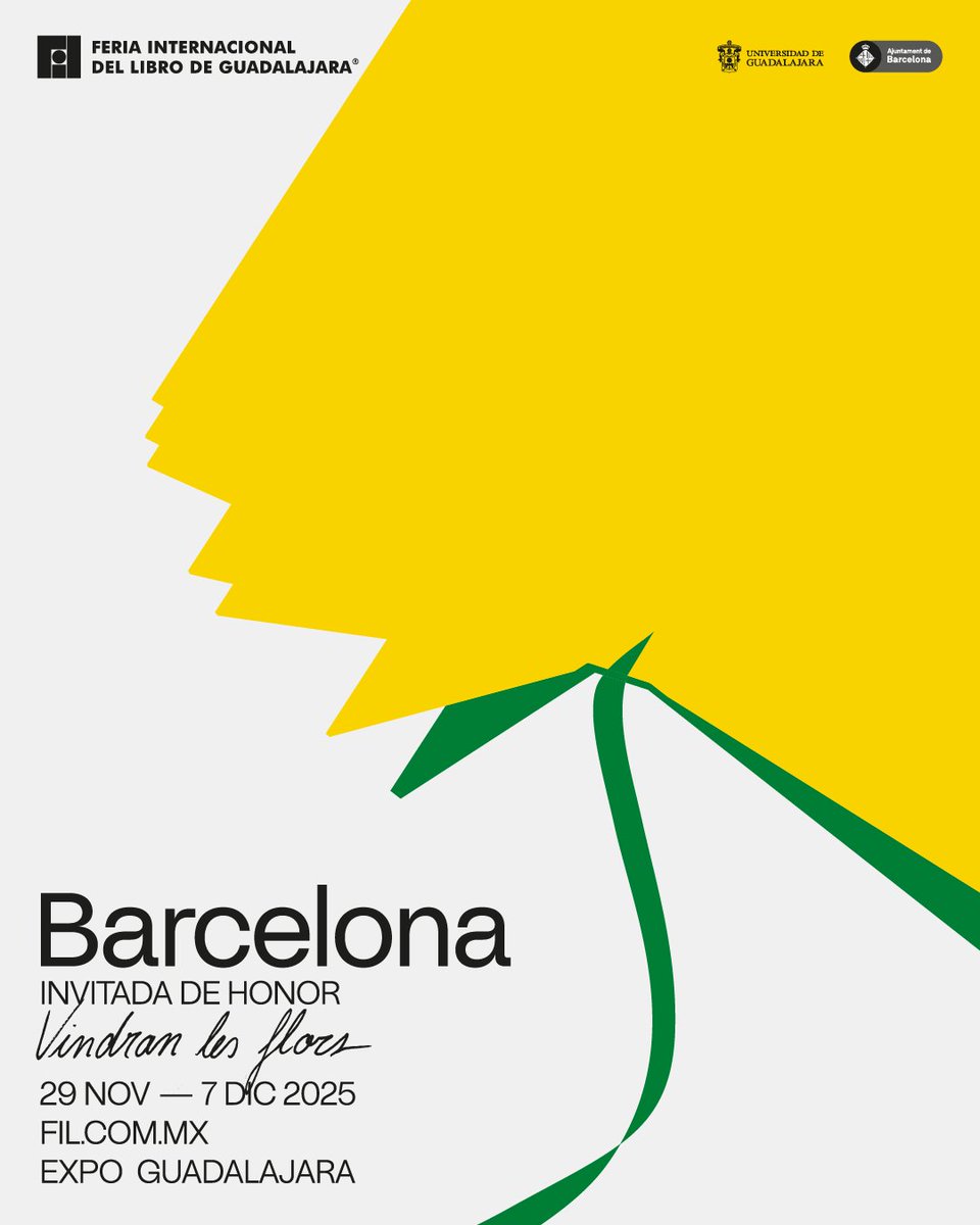 ¡Barcelona será la Invitada de Honor de la #FILGuadalajara 2025! 📖

Les esperamos en Expo Guadalajara del 29 de noviembre al 7 de diciembre de 2025, para celebrar la edición 39 de la Feria Internacional del Libro de Guadalajara. 📚✨

#SomosLectores #VindranLesFlors