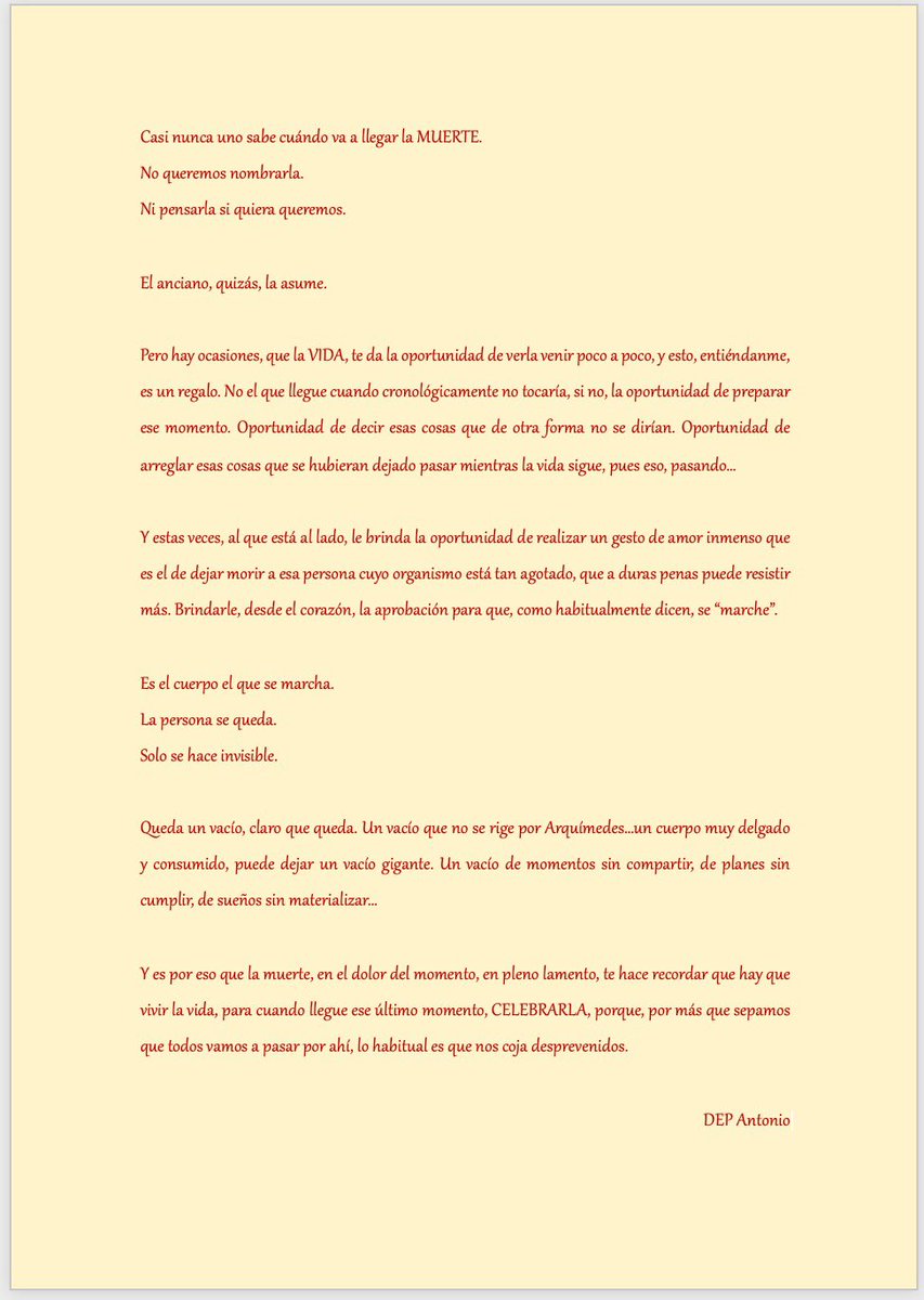 ElenaSalamancaR's tweet photo. Hoy tenía la necesidad de plasmar sobre un papel estas reflexiones.

DEP Antonio https://t.co/kEFBYOn2vD