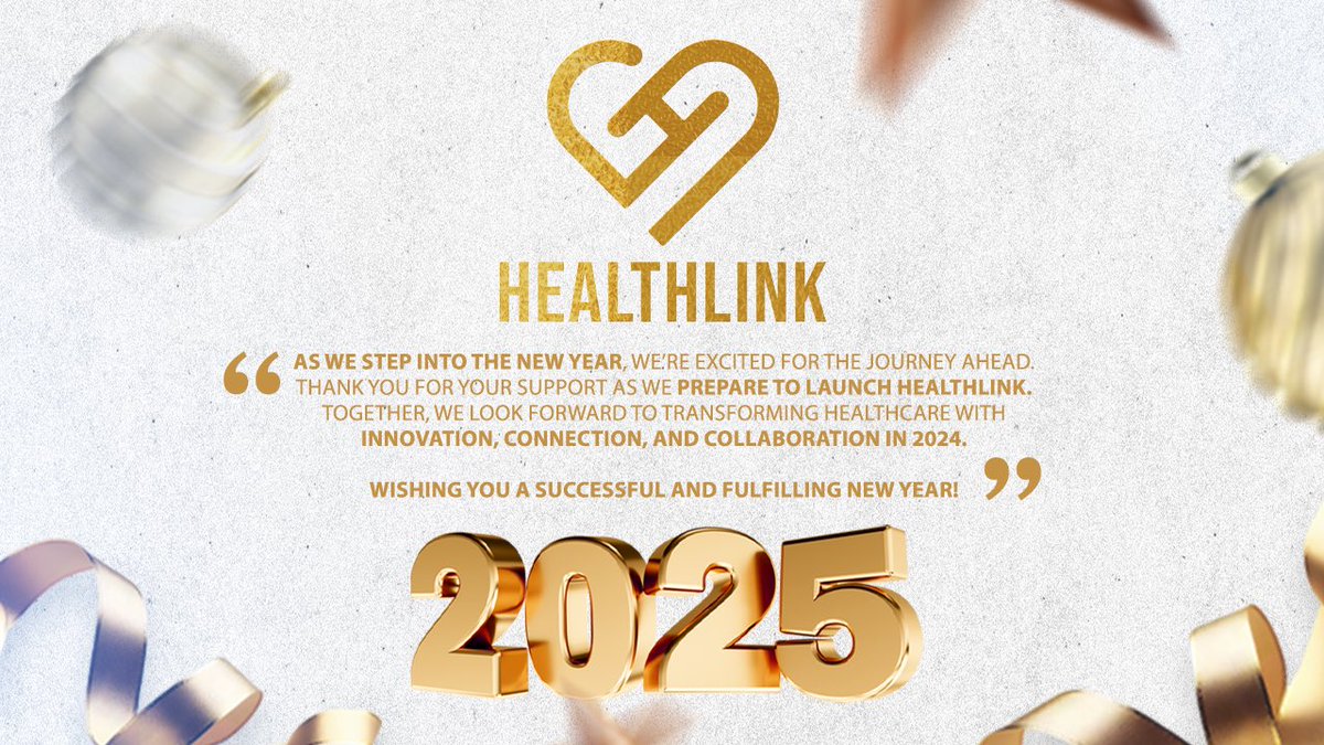 HealthLink_GSYS's tweet photo. Happy New Year 🎆 from HealthLink! 

As we usher in 2025, we want to thank you for your patience and excitement as we work to bring HealthLink to life. We are more committed than ever to creating a platform that will empower you on your health journey.  

This year, we're focused on delivering personalized care, easy access to health resources, and tools that support your well-being. Stay tuned 2025 will be the year we bring Health Link to your fingertips, making it easier than ever to take control of your health.  

We can’t wait to share this journey with you! Happy New Year, and here’s to a healthier, happier future together!

#webuildthefuture
#DeSci 
#BlockchainInnovation