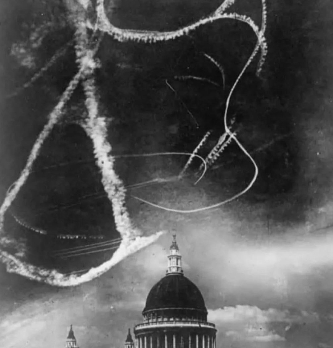 The aftermath of dogfighting over London during WW2