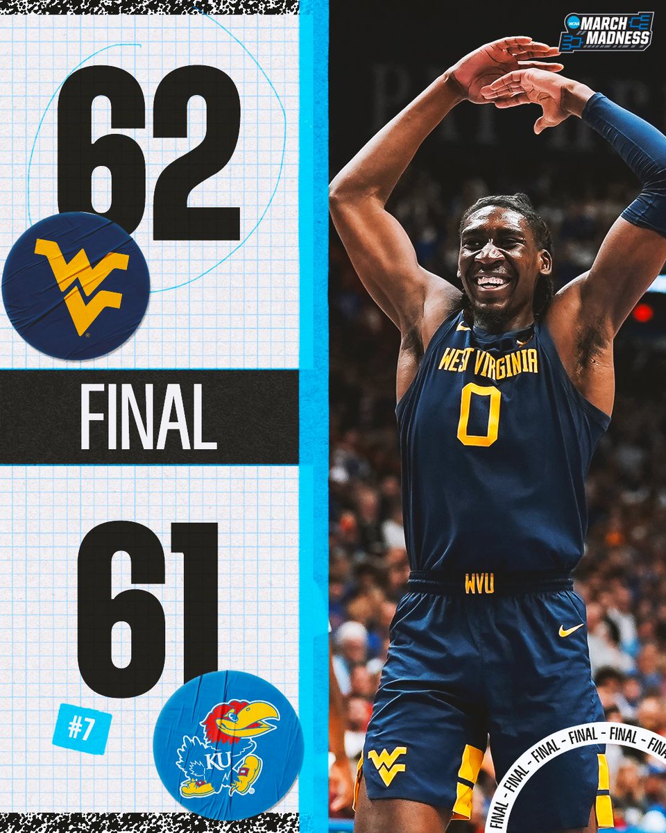 WEST VIRGINIA UPSETS NO. 7 KANSAS 😳

The Mountaineers pick up their first-ever win in Allen Fieldhouse 🔥