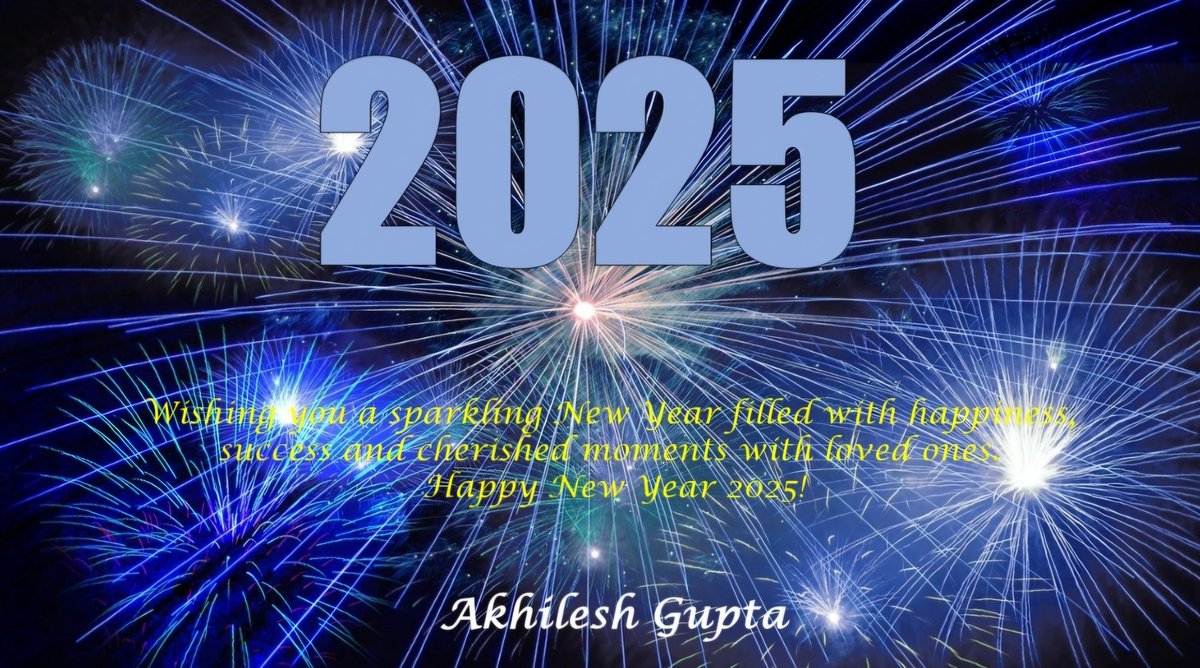 guptaakhilesh63's tweet photo. Wishing you and your family  a joyous, healthy and prosperous 2025. May the new year bring abundance of opportunities for growth, success, and happiness!! 
Happy New Year 2025 🙏🙏 https://t.co/mclJUUYF5C