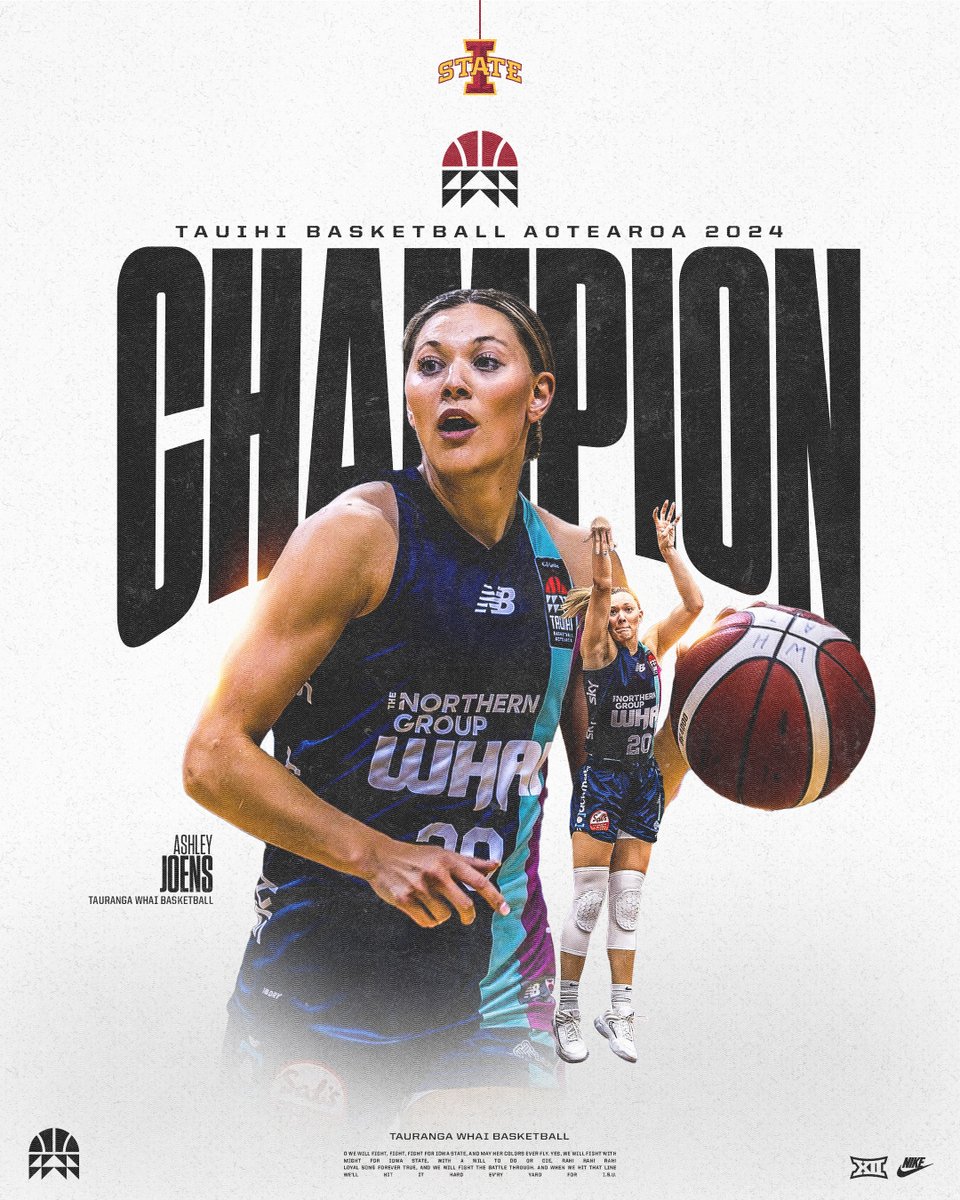 Cyclone Basketball (@cyclonewbb) on Twitter photo 𝐂𝐇𝐀𝐌𝐏𝐈𝐎𝐍 🏆
<a href="/whaibasketball/">Tauranga Whai</a> MVP & Cyclone alum <a href="/ashley_joens24/">Ashley Joens</a> helped her team to the 2024 Tauihi Basketball Aotearoa Championship! Congrats Ash!!
🌪️🏀🌪️ 𝐂𝐇𝐀𝐌𝐏𝐈𝐎𝐍 🏆
<a href="/whaibasketball/">Tauranga Whai</a> MVP & Cyclone alum <a href="/ashley_joens24/">Ashley Joens</a> helped her team to the 2024 Tauihi Basketball Aotearoa Championship! Congrats Ash!!
🌪️🏀🌪️