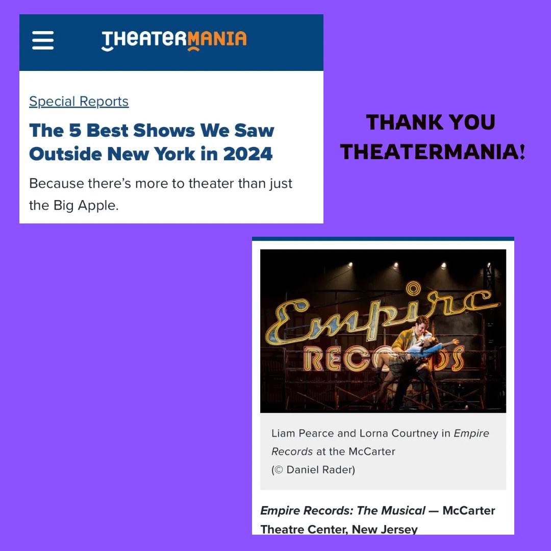 Thank you <a href="/theatermania/">TheaterMania</a> for the love!
2024 saw the world premiere of Empire Records The Musical and it was great to see the response to the show!

theatermania.com/news/the-5-bes…