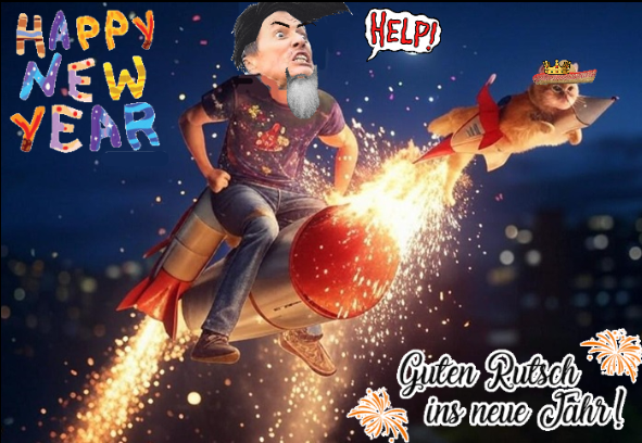 CatsoNemec's tweet photo. Happy New Year´s Eve from #SuperCatso and silly @imcorinnemec ! Don´t miss our awesome #Silvester🎇 rocket tonight! #miau https://t.co/wGrjkqtDQ5