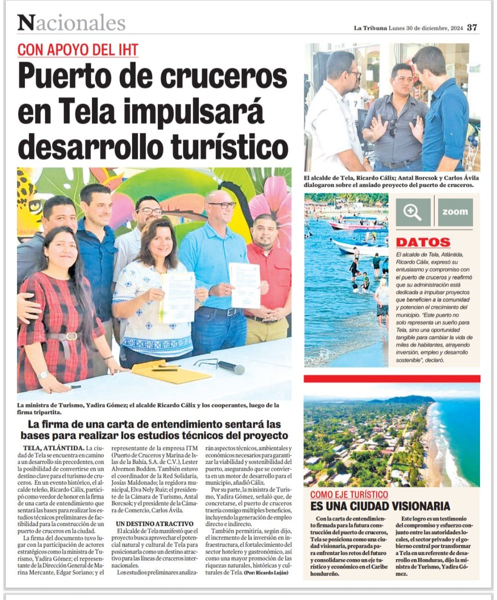 Antal Borcsok (@antalborcsok) on Twitter photo I’m thrilled to share these newspaper articles capturing the event in Tela where the Mayor of Tela <a href="/munidetelahn/">Municipalidad de Tela</a> , the Minister of Tourism <a href="/IHToficial/">Instituto Hondureño de Turismo</a> , and ITM signed an agreement to begin exploring the bay for a potential cruise ship dock. I fully support the vision behind it: I’m thrilled to share these newspaper articles capturing the event in Tela where the Mayor of Tela <a href="/munidetelahn/">Municipalidad de Tela</a> , the Minister of Tourism <a href="/IHToficial/">Instituto Hondureño de Turismo</a> , and ITM signed an agreement to begin exploring the bay for a potential cruise ship dock. I fully support the vision behind it: