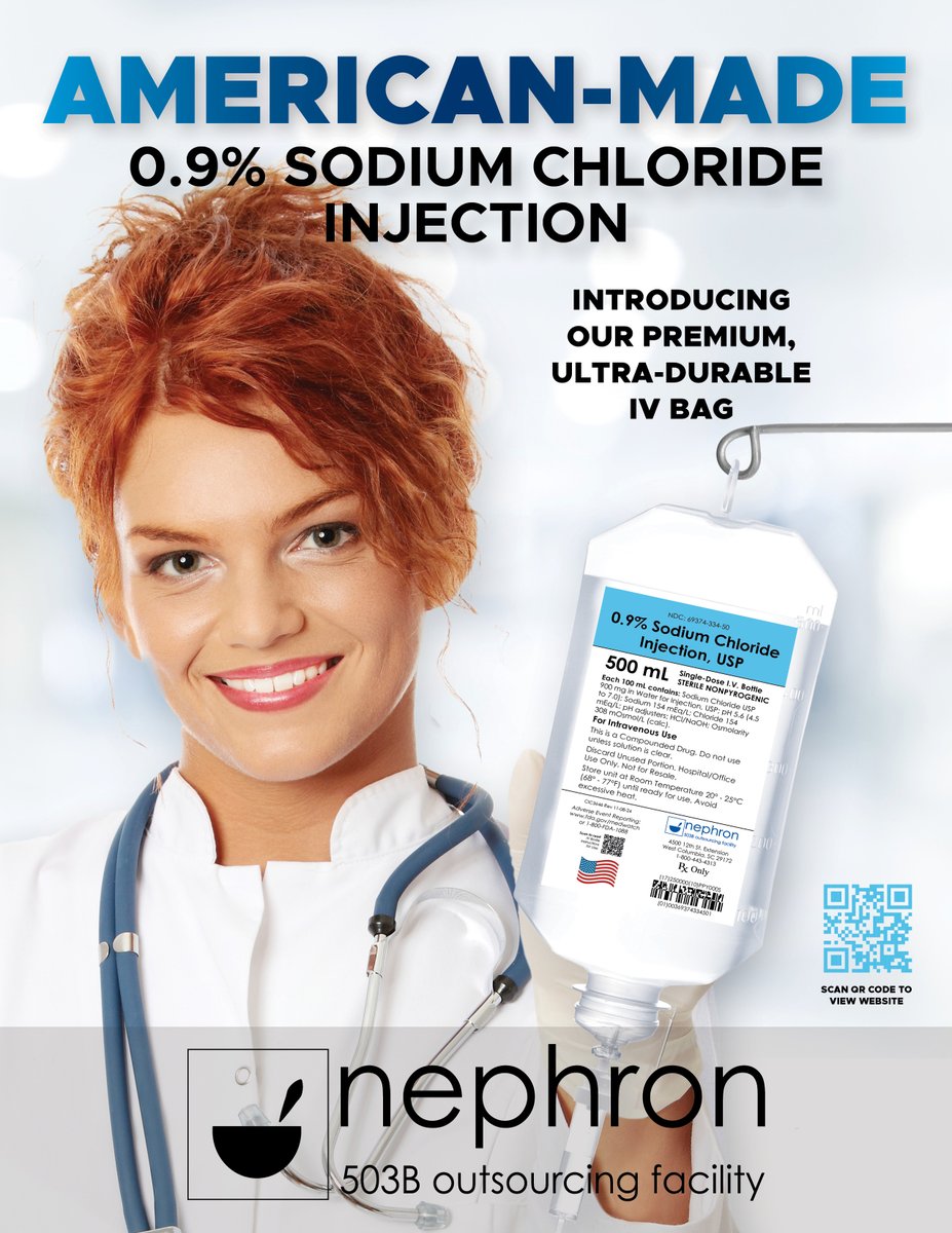 Proud to do our part and ramp up our saline production in response to the national shortage!   

Available for order NOW! 

 nephronpharm.com
