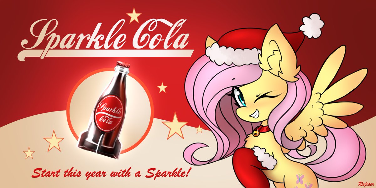 TheRejiser's tweet image. This New Year we are greeted by Fluttershy with a new Sparkle Cola. I hope your new year is sparkling!
#mlp #fluttershy #sparklecola