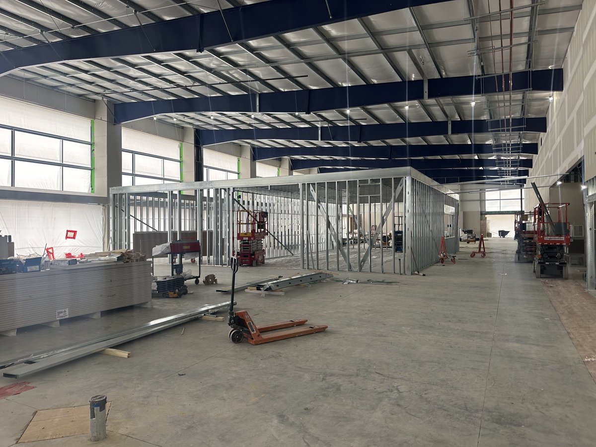 First views of indoor HVAC Lab ⁦<a href="/statetechmo/">statetechmo</a>⁩ . Will be two stories when complete and able to recreate any temperate condition from 0 to 100 degrees on either floor. Definitely going big on this one….