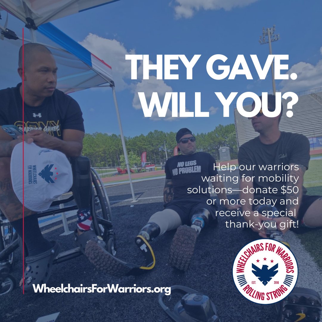 Last chance to make a life-changing impact in 2024! 

Donate before midnight &amp; help our warriors Roll Strong into 2025. Remember, it's tax-deductible for this year!

👉 Donate now: wheelchairsforwarriors.org/ways-to-donate

#WheelchairsForWarriors #RollingStrong #YearEndGiving #FreedomIsntFree