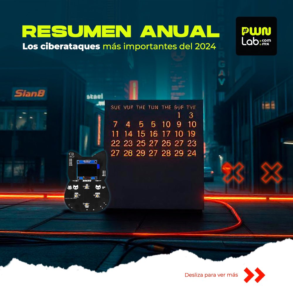 PWNLabMX's tweet photo. Hilo: 💻🔒 ¡Conoce los acontecimientos más importantes que ocurrieron en el mundo de la ciberseguridad en 2024! 🏦⚠️

#Ciberseguridad #Hackeos #Tecnología #ProtegeTusDatos #PwnLab #World #2024 #Recap https://t.co/Y7vNsozcd4