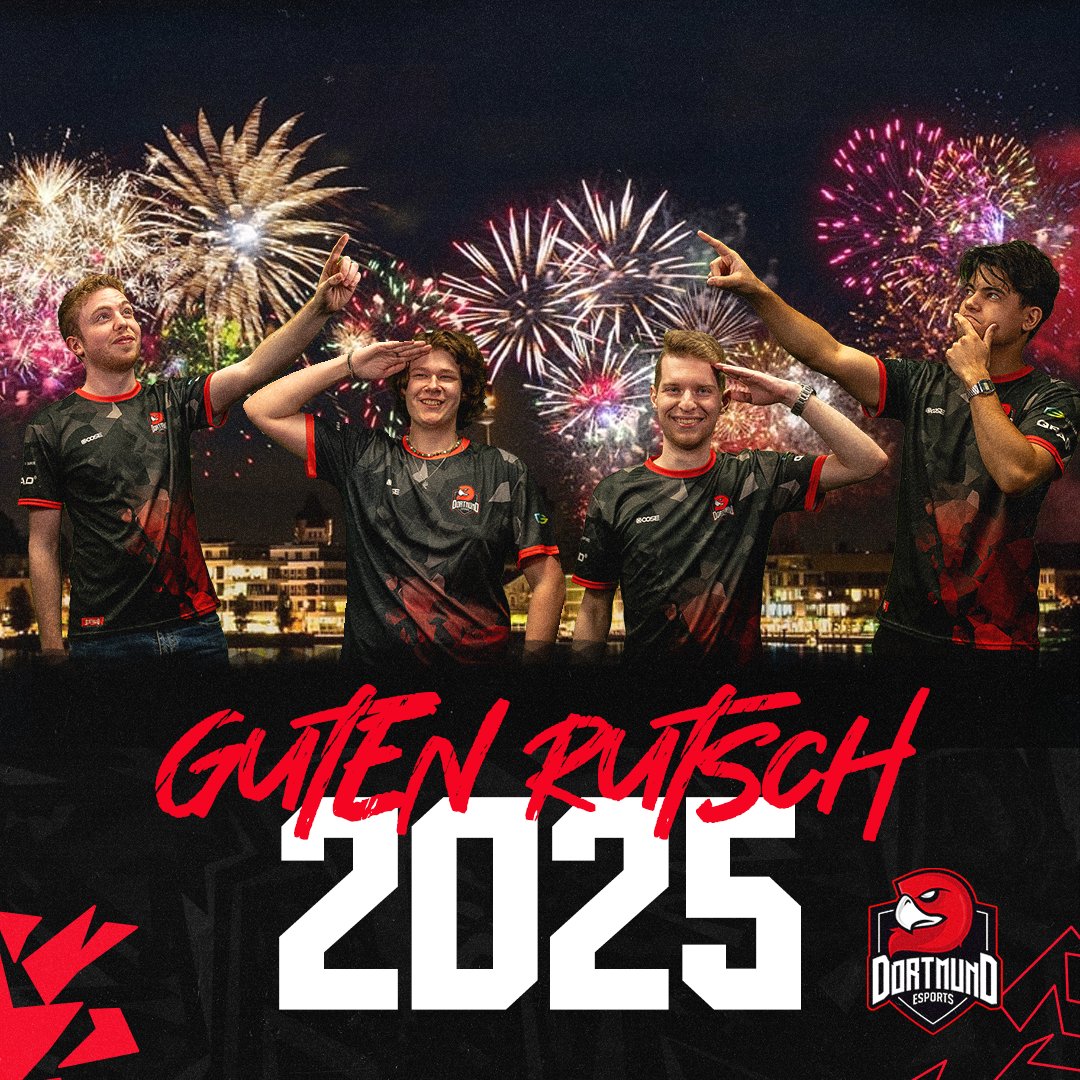 Guten Rutsch ins Jahr 2025! 🎉

Ein riesiges Dankeschön an euch alle für ein unglaubliches 2024! Eure Unterstützung, Leidenschaft und Energie haben dieses Jahr zu etwas Besonderem gemacht. 2025 wird noch epischer! 

#GutenRutsch #HappyNewYear2025 #DortmundEsports