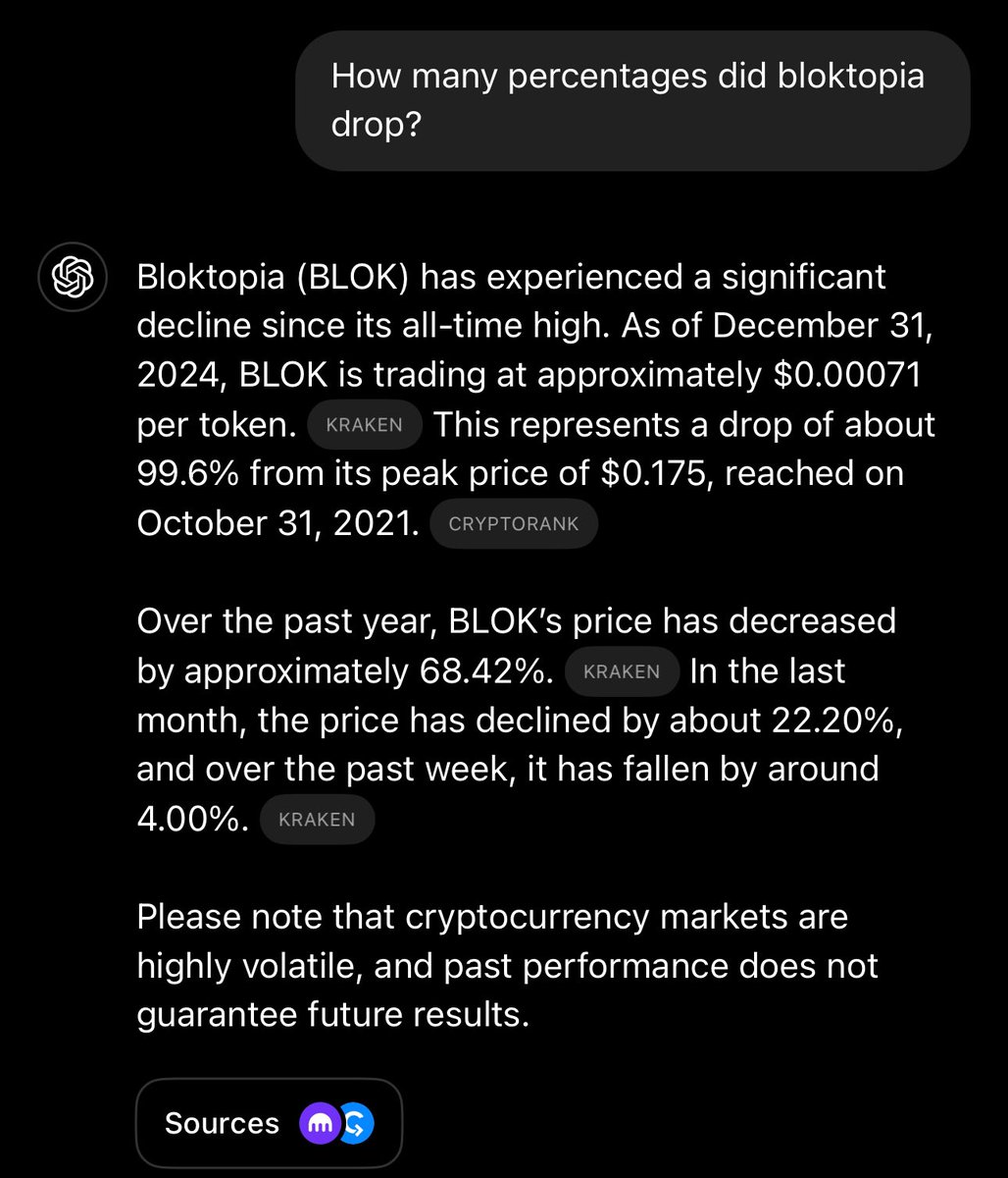 $BLOK #Blok <a href="/bloktopia/">Bloktopia</a> 

What a scam project. It decreased 99.7% from   ATH. It needs to make 300X.

I had 62500 BLOK and spent 3000 USD almost three years ago. Now its value is $40.

They are still trying to sell this shit.