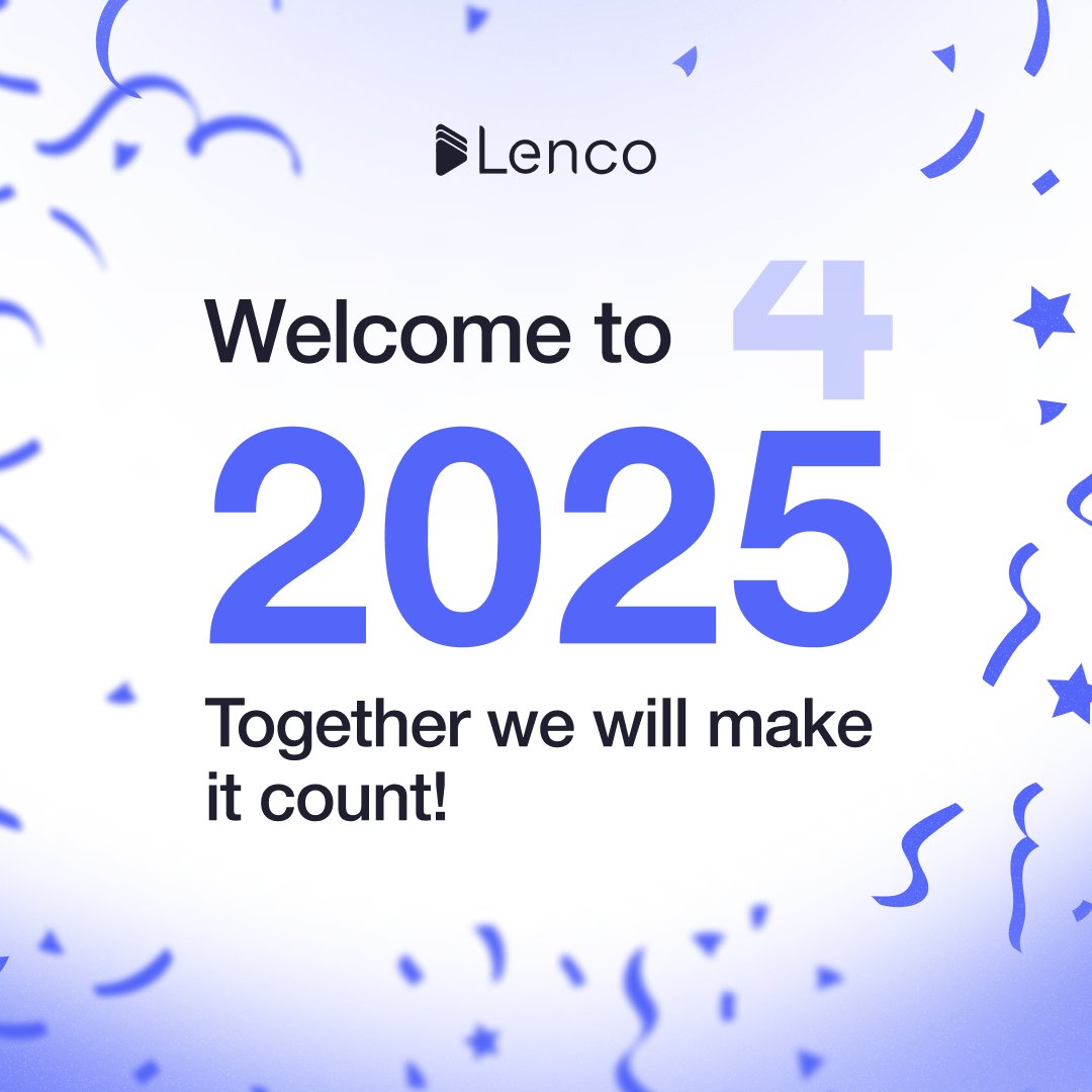 LencoHQ's tweet image. Happy New Year! Wishing you a year of growth, success, and endless opportunities for your business.
Let’s make it your best year yet!

#lencohq #HappyNewYear #HappyNewYear2025