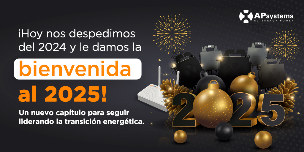APsystemsLATAM's tweet image. El 2025 nos presenta nuevas metas y desafíos en el sector de energías renovables, y estamos dispuestos a superarlas.

💡 ¡Por un año lleno de oportunidades!

#APsystems #AñoNuevo #EnergíaLimpia