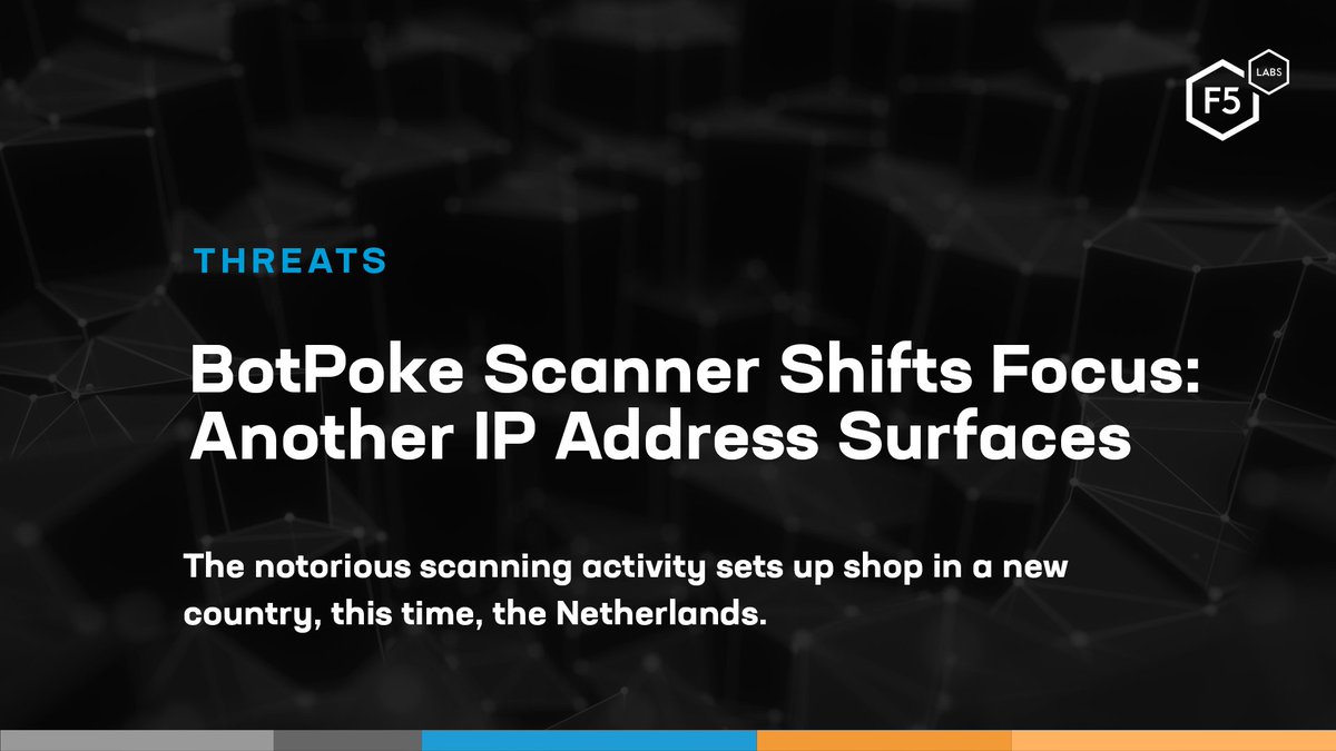From Lithuania ➡️ Hong Kong ➡️ Netherlands, the BotPoke scanner switches IP addresses again! 

Plus, we’ll take a look if the pattern of scanning remains the same in our latest SIS analysis. go.f5.net/041jhxd1

#cybersecurity #infosec #F5labs #CVEscanning