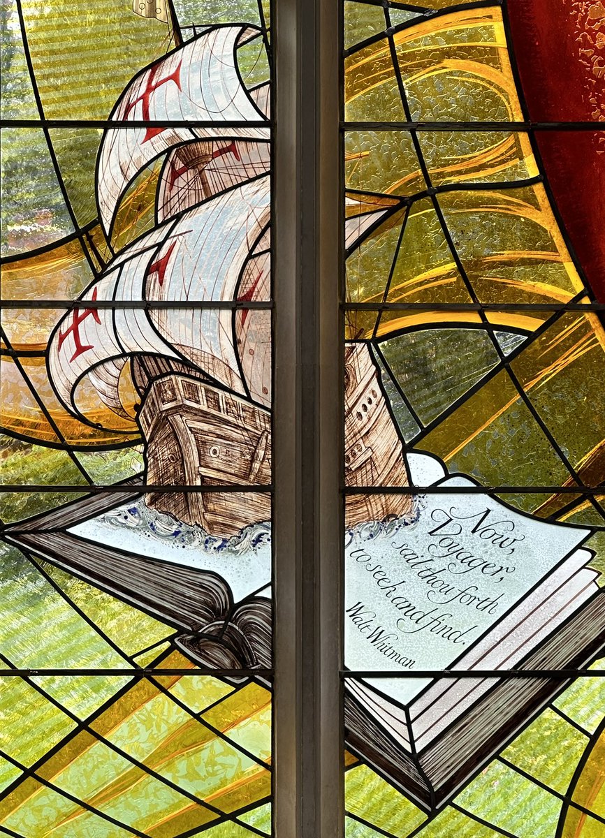 mutley7781's tweet image. “Now, voyager, sail thou forth, to seek and find” - Walt Whitman
An appropriate message as we “voyage” into 2025.
Wishing everyone a Happy New Year.
Detail from a #HelenWhittaker window - #Wetheringsett-cum-Brockford, #Suffolk