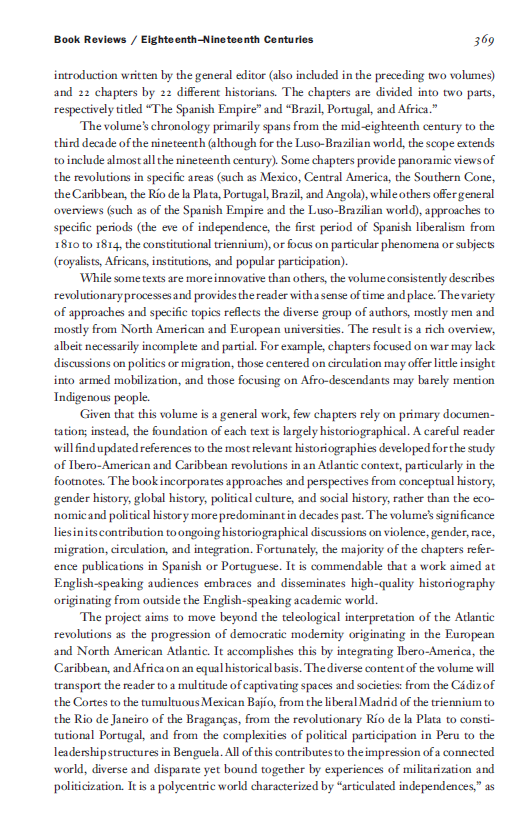 RodrigoMorenoGu's tweet photo. Ya está disponible la micro reseña que escribí para la #HAHR sobre el tercer volumen dedicado a los imperios ibéricos de la historia de Cambridge sobre la era de las revoluciones atlánticas (ed. por Klooster)
👉https://t.co/vTRs9k8lqh https://t.co/CCinbAd47r