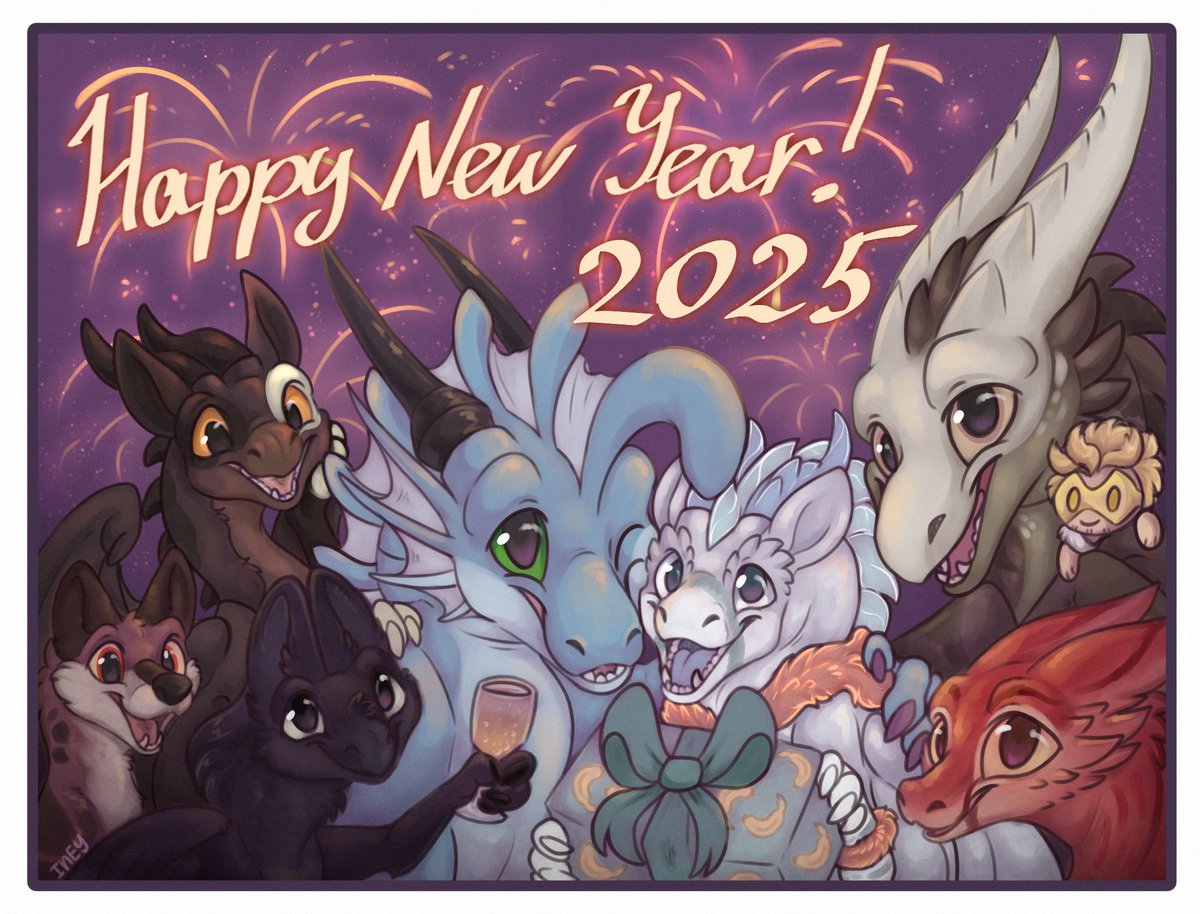 Our motley dragon family wishes you happiness, joy, and good luck in the New Year. May all your dreams come true! We look forward to keep sharing our creativity with you over and over again! Let's hissssss together now~ ^^