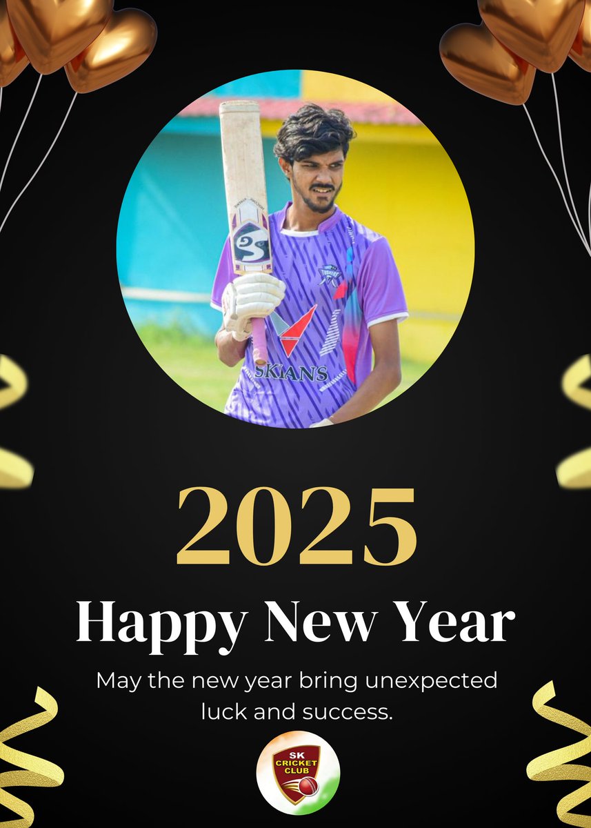 Skccofficials's tweet photo. SK Cricket Club wishing you all very Happy New Year 2025

#skcricketclub #skcc #newyear #2025 #cricket #family #rishabhkarosia #dineshchoudhary #ashishkajle #kalpprajapati #gazisujauddin https://t.co/8U4Gefhvqm