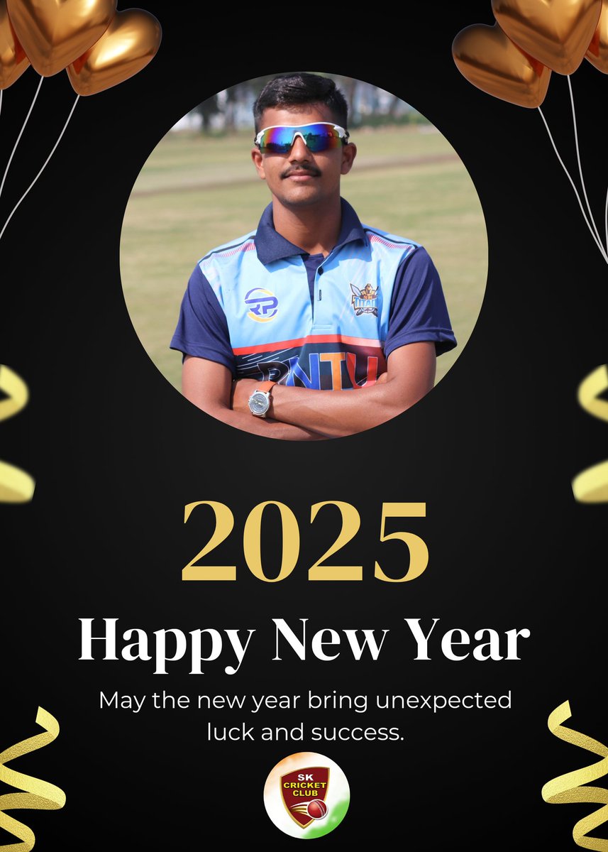 Skccofficials's tweet photo. SK Cricket Club wishing you all very Happy New Year 2025

#skcricketclub #skcc #newyear #2025 #cricket #family #rishabhkarosia #dineshchoudhary #ashishkajle #kalpprajapati #gazisujauddin https://t.co/GhDZXSj7Xn