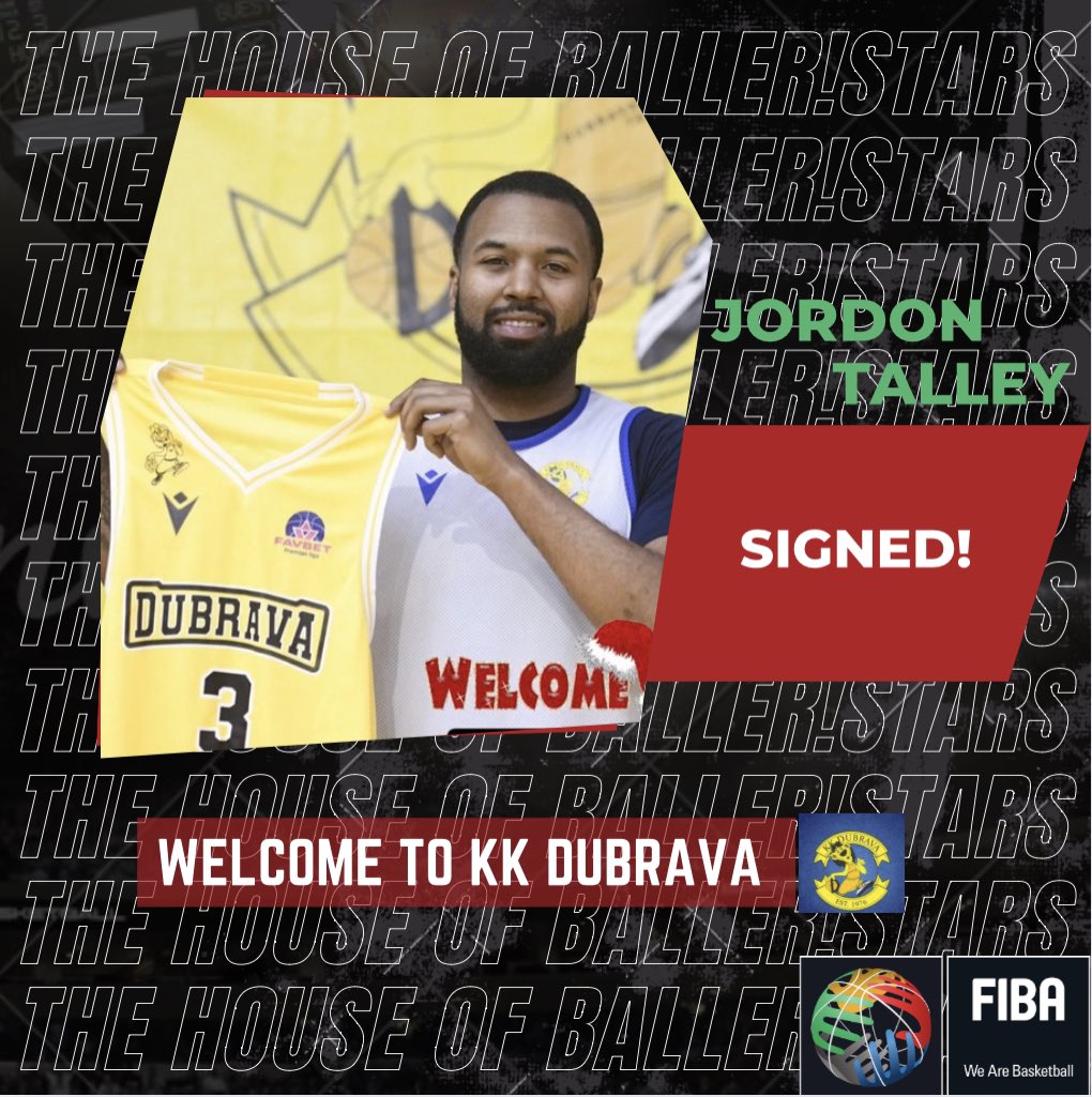 Ballerstars's tweet photo. @JTalley_4  signed a deal to move to Croatia to suit up for KK Dubrava! 
Jordon lead the @KLSrbije in assists w/ 7.4 apg and averaged 16.4 pts and 3.0 rebs ! 
The UNCW graduate previously played in Germany, Finland, Georgia and Slovakia.
 Let’s get it, JT! https://t.co/Fh0kyUxby0