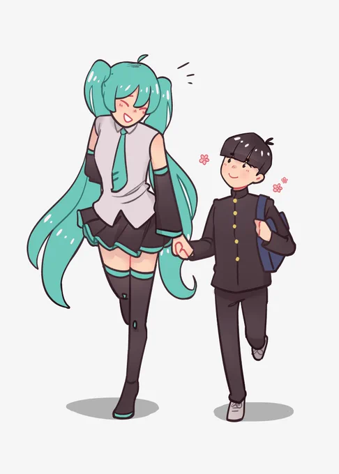 mob would love hanging out with miku (reigen is still shocked about it) 