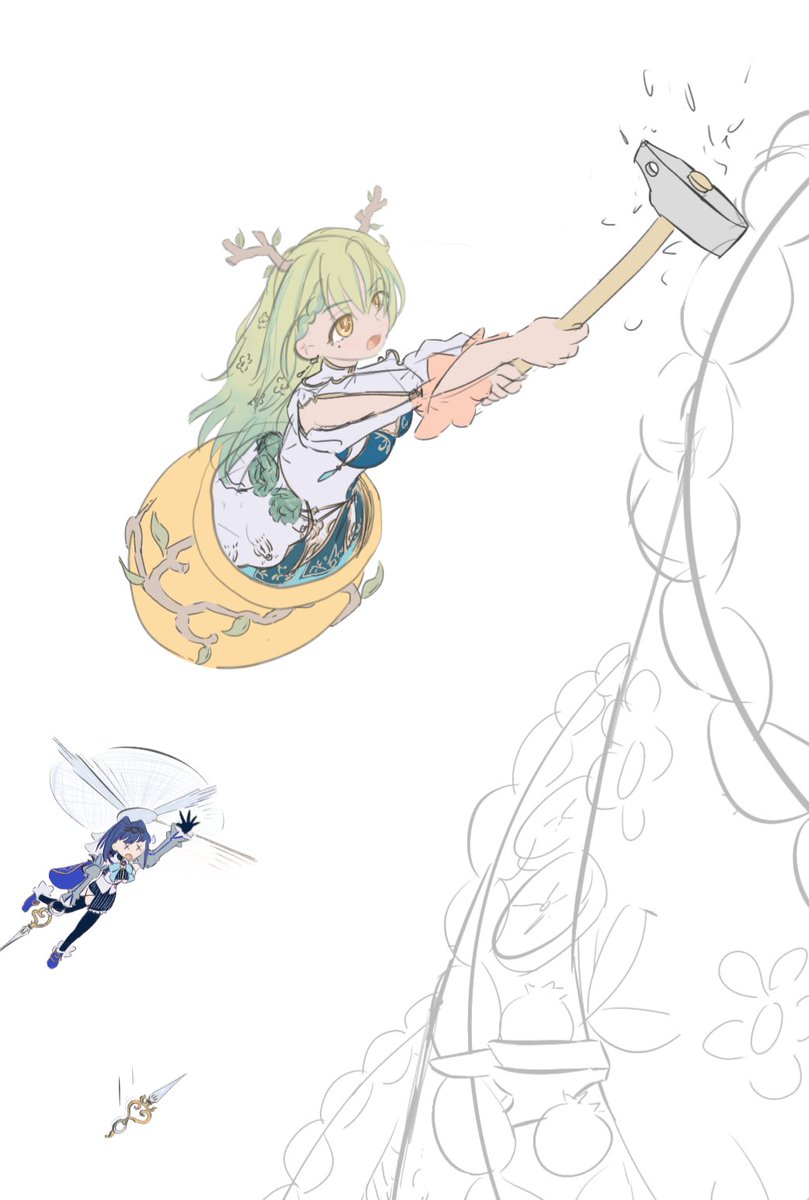 tildepon's tweet photo. Revisiting more Fauna art as planned this week, but decided to share a crop of a rough WIP I never finished or shared before.  This was a Fauna's b-day art idea I dropped for another idea.  References her GOI speedruns and would've featured all of Councilrys.

#FineFaunart https://t.co/ysrEn391HG