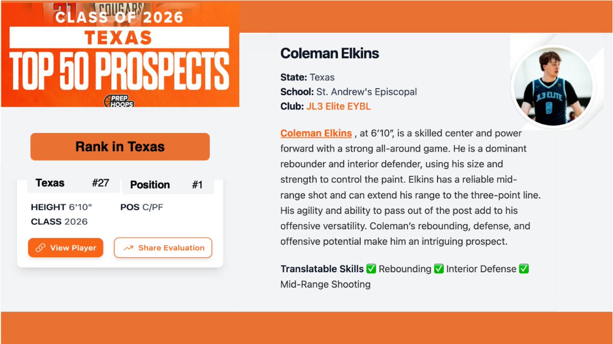 Coleman Elkins (@colemanelkins) on Twitter photo The Current Top 50 Prospects in Texas’ 2026 Class prephoops.com/2024/12/the-cu…
Thanks for the shout-out <a href="/PrepHoops/">Prep Hoops 🏀</a> <a href="/PrepHoopsTX/">Prep Hoops Texas</a> <a href="/JayFryeNBA/">Jay Frye</a> <a href="/JL3Elite/">JL3 Basketball</a> <a href="/HighlanderMBB/">St. Andrew’s Boys Basketball</a> The Current Top 50 Prospects in Texas’ 2026 Class prephoops.com/2024/12/the-cu…
Thanks for the shout-out <a href="/PrepHoops/">Prep Hoops 🏀</a> <a href="/PrepHoopsTX/">Prep Hoops Texas</a> <a href="/JayFryeNBA/">Jay Frye</a> <a href="/JL3Elite/">JL3 Basketball</a> <a href="/HighlanderMBB/">St. Andrew’s Boys Basketball</a>