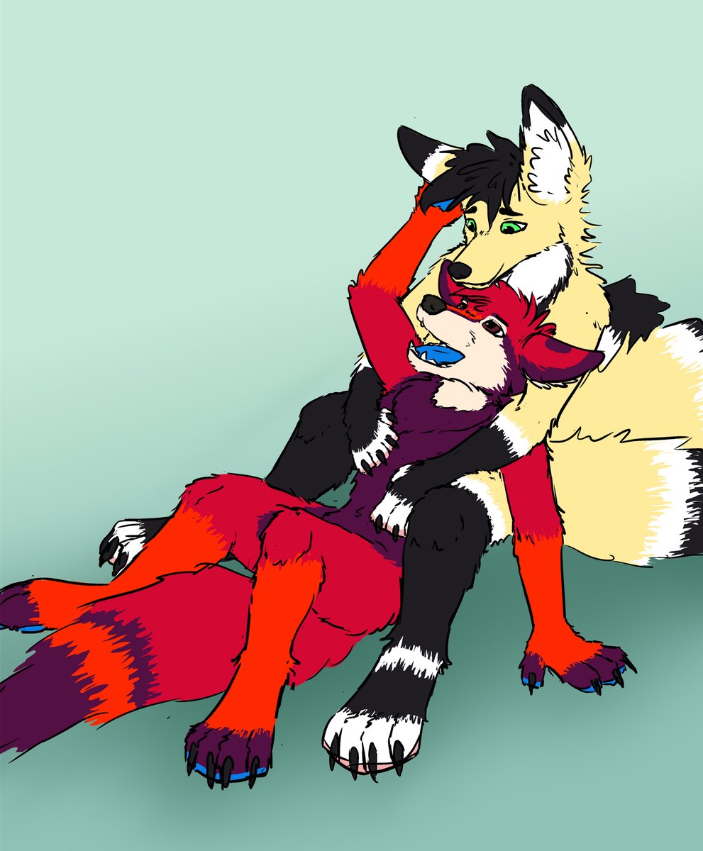 WereMlems's tweet image. I think its time to revive this abandoned for 10 years account. A pose study that became a little more than just a study, a little cute present for @keatfoxtv and @PyxeTheFox