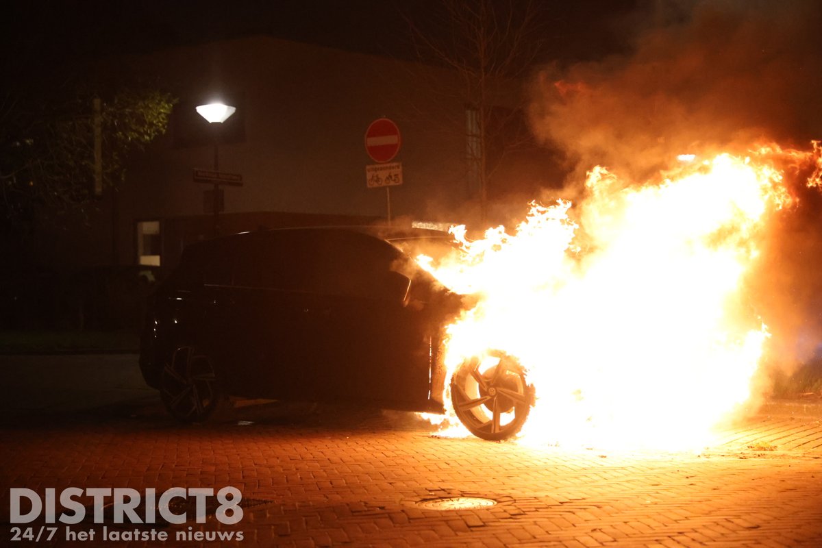 Twee auto's in brand op de Martinus Nijhoffweg in Den Haag