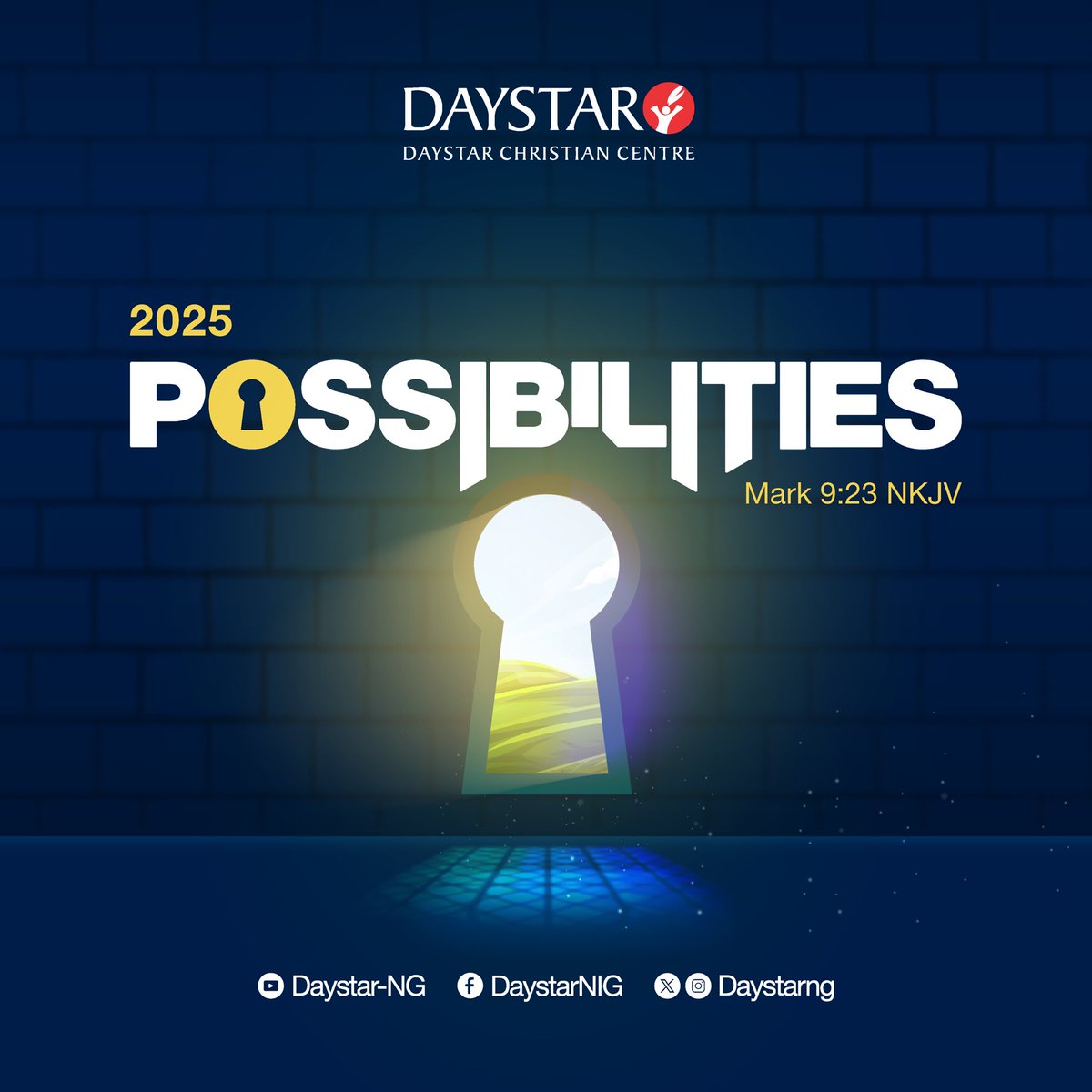 DaystarNG's tweet image. The Year of POSSIBILITIES! 🚀
This is the year to dream big, believe boldly, and step into the limitless possibilities God has prepared for us. 

No barrier is too great, no goal is out of reach; because with God, all things are possible! Let’s embrace 2025 with unwavering faith…