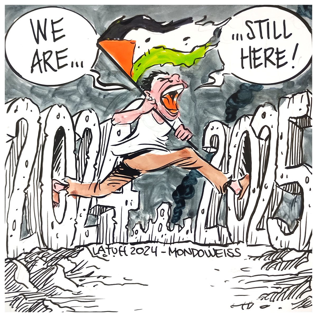 On this New Year’s Eve, as the world celebrates, we honor the resilience of the Palestinian people. Through the rubble, the smoke, and the horrors of genocide, they remain unyielding. From 2024 to 2025, their message is clear: We are still here. Justice, liberation, and the fight