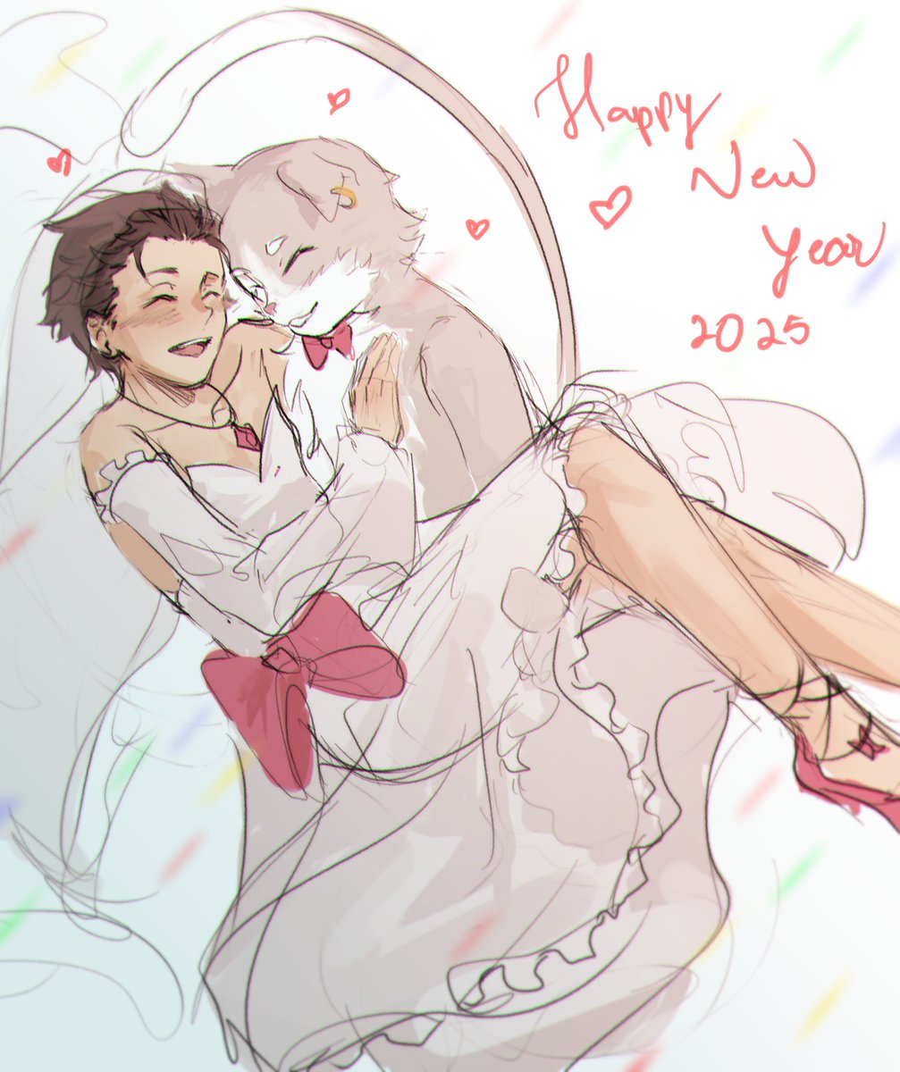 wishing everyone a happy new years eve and a great 2025! thank you all very much for the support this year <3  

(wishing yusuke kobayashi and yumi uchiyama a happy marriage as well!!) 
#rezero #リゼロ