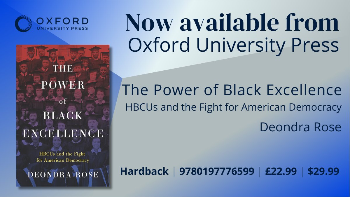 OUP Social and Behavioural Sciences (@oupsocsci) on Twitter photo Discover the powerful and revealing history of Historically Black Colleges and Universities (HBCUs) in the USA by <a href="/DeondraRose/">Deondra Rose</a>.
Find out more: oxford.ly/4gFFvDq Discover the powerful and revealing history of Historically Black Colleges and Universities (HBCUs) in the USA by <a href="/DeondraRose/">Deondra Rose</a>.
Find out more: oxford.ly/4gFFvDq