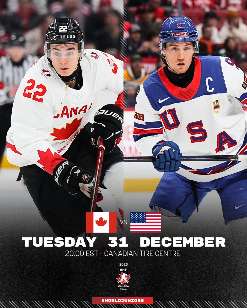 IIHFHockey's tweet image. HERE. WE. GO!🇨🇦💥🇺🇸

@hockeycanada @usahockey #WorldJuniors #CANUSA #IIHF