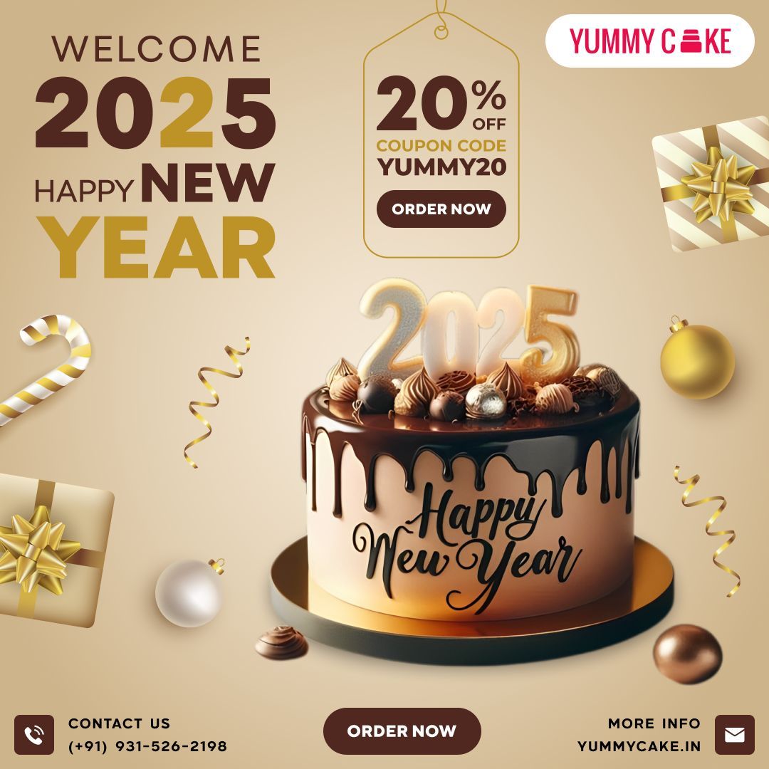 YummyCakesDelhi's tweet image. Wishing you all a very Happy New Year 2025 from YummyCake! 🎉 Let's welcome this new year with sweetness and joy. Start the year on a sweet note and make every celebration special. Thank you for being part of our journey.

#happynewyear2025 #yummycake #newyearcelebration