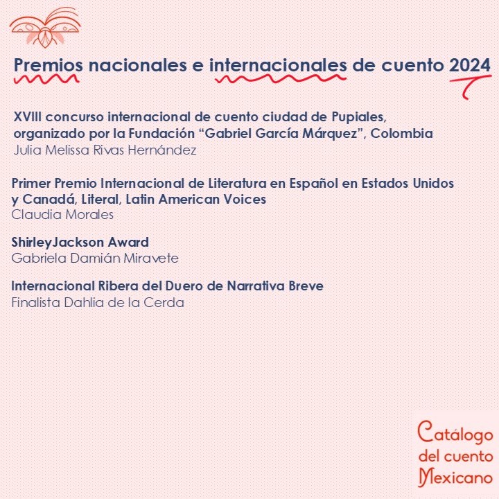 catalogocuento's tweet photo. 🎉🎉 Fanfarrias para las escritoras que ganaron u obtuvieron mención de honor en los siguientes premios nacionales o fuera de México. Este año es notable mayor cantidad de escritoras que ganaron premios internacionales. ¡Felicidades a todas! 🥳
#cuentomexicano https://t.co/LfH1JdA6E5