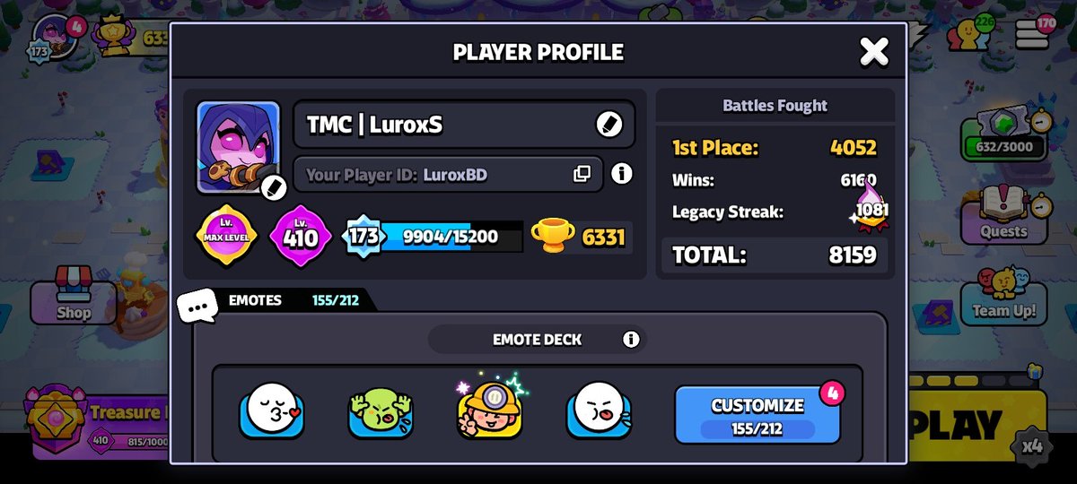 2024 in Squad Busters (6 months)

- Winner of 4 tournaments/events

- $80 earnings

- 8159 battles / 6160 Top 3 / 4059 wins

- 49.7% win ratio

Soon I will post a thread about what are my expectations for 2025 and the future of the game ;)