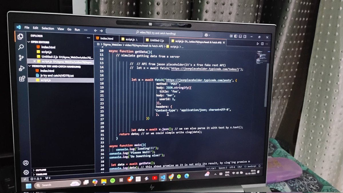 coderFish_Shrey's tweet image. Haven't updated my web dev journey past month , but today as it is new year wishing everyone a happy new year and also a small update on the new concept I leaned today:Async/Await #learnOn #webdev #WebDevelopment #javascript #journeyContinues #HappyNewYear  #HappyNewYear2025