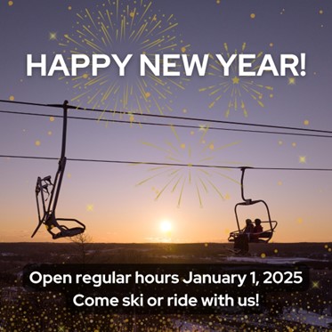 Happy New Year &amp; warmest wishes for 2025 from Glen Eden!

Start the year off with some New Year’s Day skiing or snowboarding - we're open January 1, 2025 (8:30 am to 9:30 pm).

For the latest on open terrain &amp; to see our live view visit gleneden.on.ca.