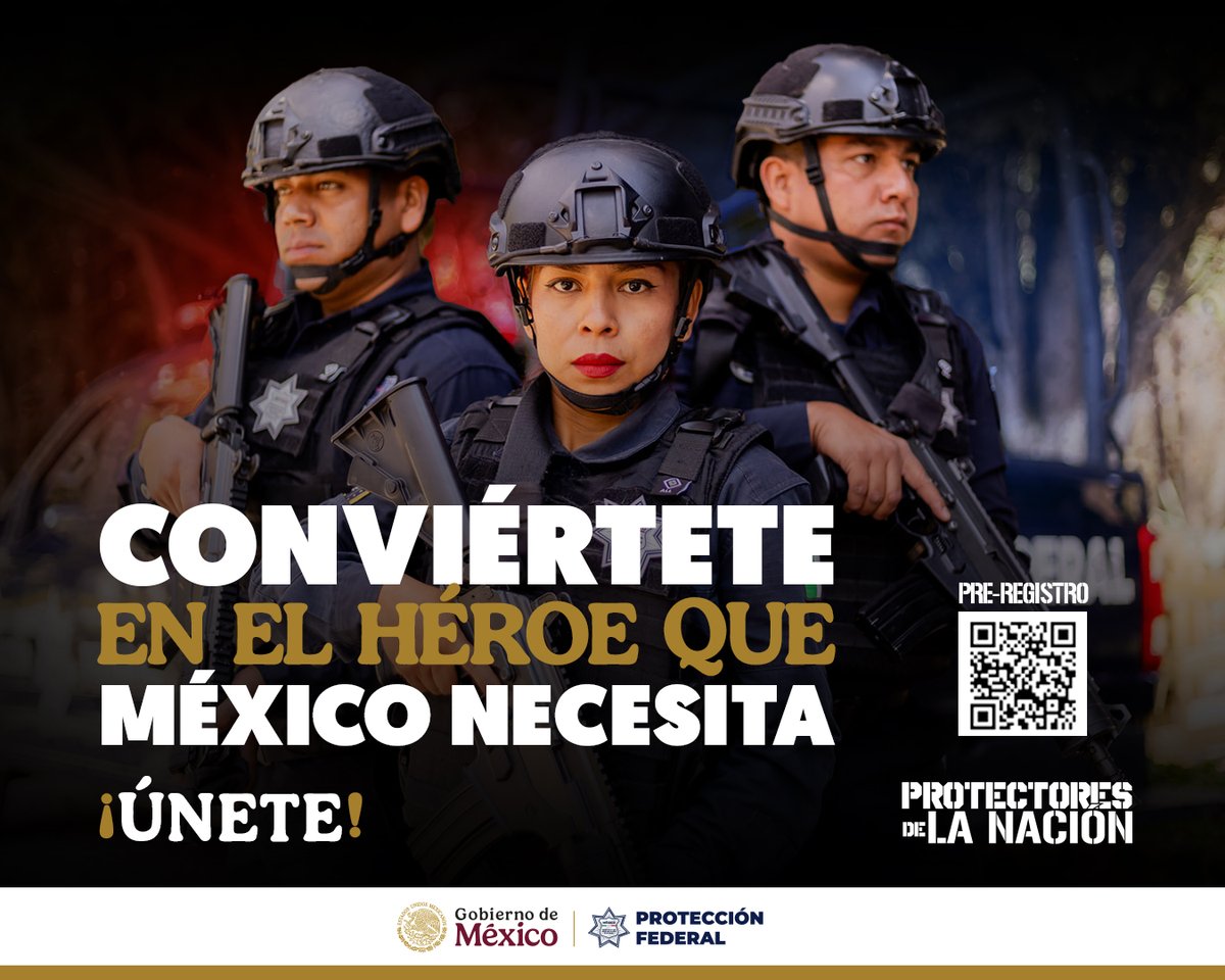 spf_sspc's tweet photo. ¿Quieres ser un héroe para tu país? ¡México te necesita!
¡Súmate a los #ProtectoresDeLaNación en el Servicio de Protección Federal!
Consulta la Convocatoria⤵️
🚨https://t.co/wL6Slw6Y4A
Te esperamos en: Av. Miguel Ángel de Quevedo 915, Col. El Rosedal, Coyoacán, CDMX.
#OrgulloSPF https://t.co/iFbdclam8c