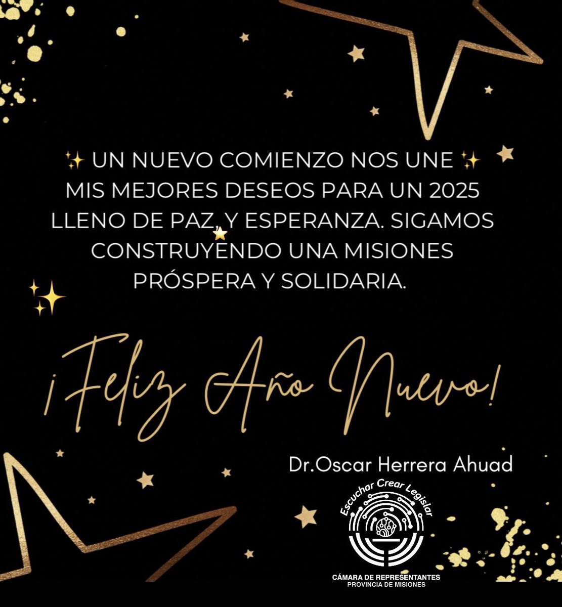 Feliz Año Nuevo, Misiones🩵
El 2025 nos trae nuevas oportunidades para avanzar. 
🙌Gracias por su esfuerzo y compromiso. Sigamos creciendo con el corazón en nuestra tierra y nuestra gente. 🌱✨
