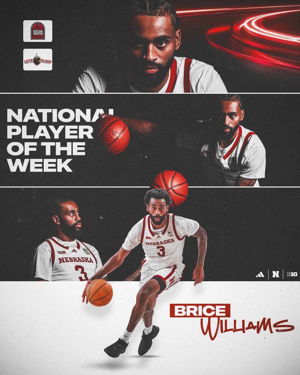 HuskerMBB's tweet photo. Racking up the honors. 📈

🏆 Oscar Robertson National Player of the Week
🏆 Lute Olson National Player of the Week https://t.co/KRc7qhX10R