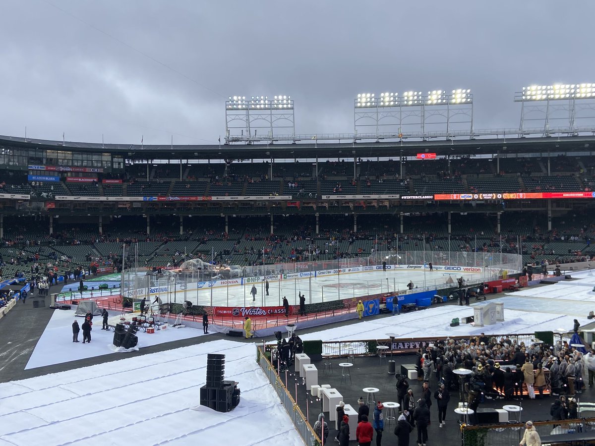 Josh Frydman (@josh_frydman) on Twitter photo The rain has stopped and we are almost ready for hockey at Wrigley Field
(and <a href="/Scheuer_Thing/">Steve Scheuer</a> gutting out the cold for pregame shots) #WinterClassic The rain has stopped and we are almost ready for hockey at Wrigley Field
(and <a href="/Scheuer_Thing/">Steve Scheuer</a> gutting out the cold for pregame shots) #WinterClassic