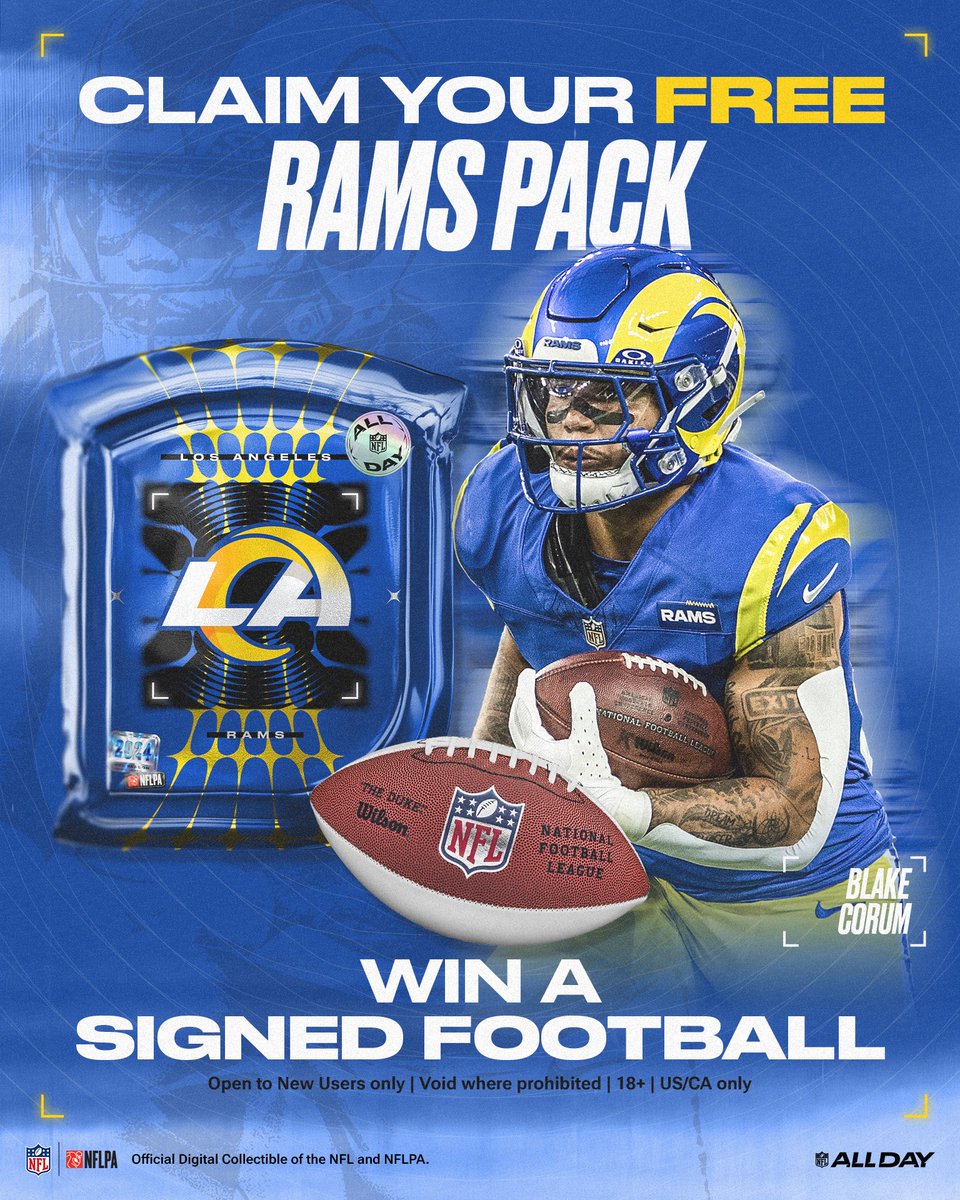 Happy New Year Rams nation! I’ve teamed up with @nflallday to give packs to my fans, loaded with plays from your favorite LAR players. If you're new to ALL DAY, secure your pack for free and for a chance to win a signed football from me!
allday.football/AllDayCorum