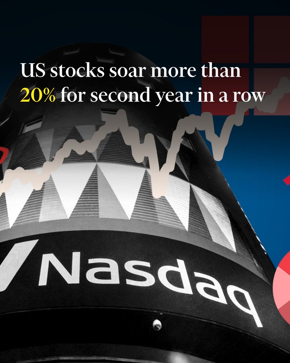 The US’s S&amp;P 500 index has risen more than 20% for the second year in a row, marking its best two-year run of performance this century. on.ft.com/3W3QEpJ