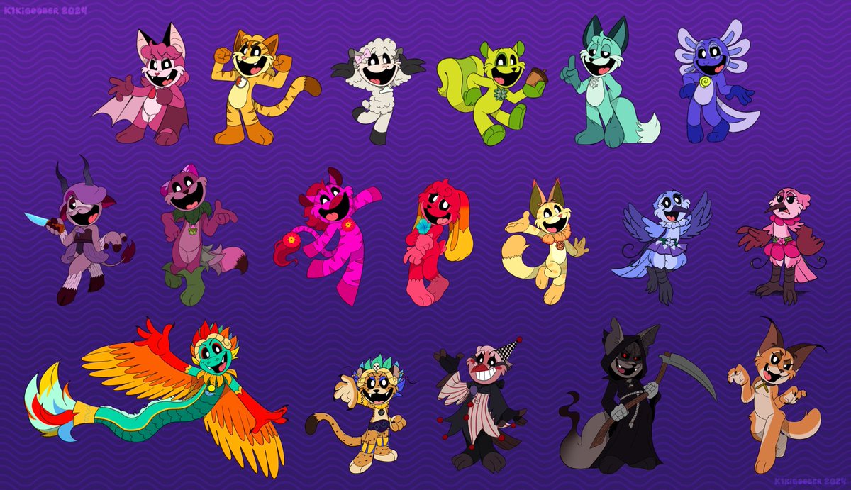 k1kigoober's tweet image. Before the year ends, here are all of my Smiling Critters ocs of 2024!! ✨

#SmilingCrittersOC #SmilingCritters
