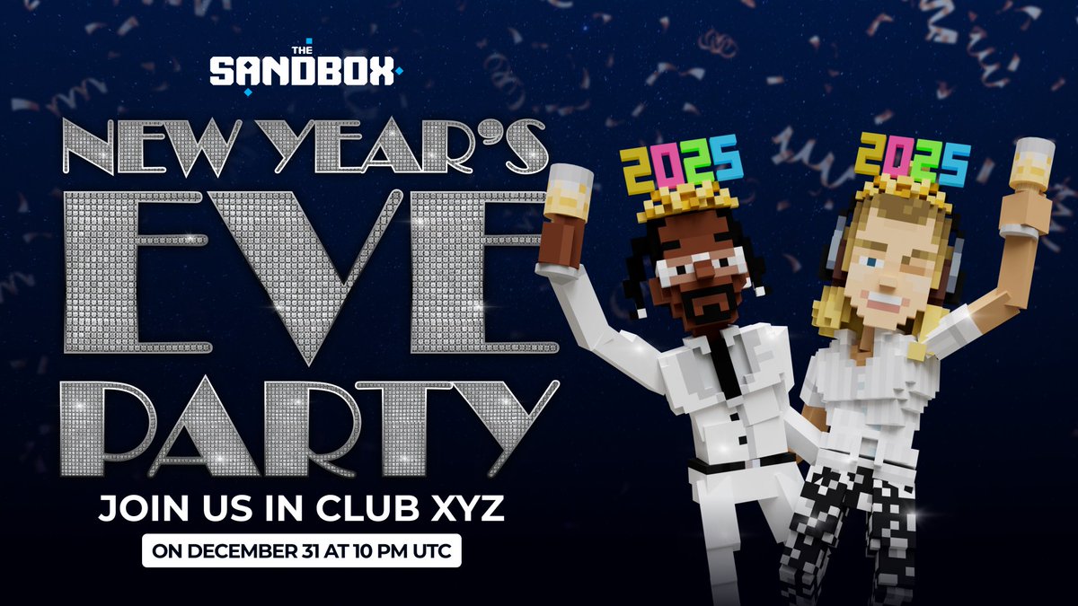 The party starts now! 🕺🪩

Ring in the new year with #TheSandbox and get rewards! 🤑

🎉 5,000 $SAND Pool
🎊 2025 Party Headband NFT