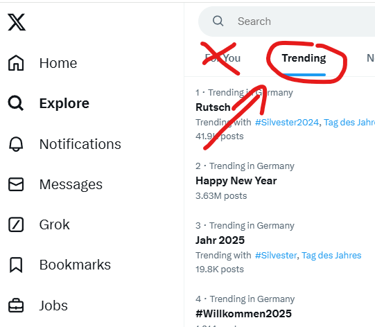 xa83de's tweet photo. @henhman Für die Uneingeweihten: der kleine Kasten rechts mit den 4 Trends oder der Tab der kommt wenn man links "Explore" klickt sind *personalisierte* Trends *for you*. Die echten Trends gibts im Tab daneben, bei dem "Trending" dransteht. https://t.co/wF4f3WF8o8